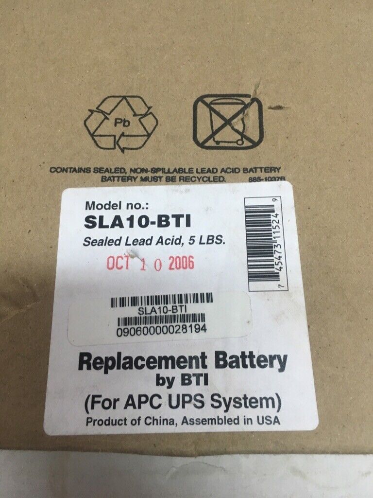 BTI SLA10-BTI REPLACEMENT BATTERY, NEW OLD STOCK