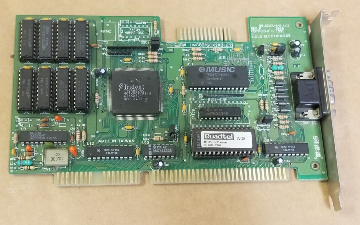 Trident 8900C ISA 16 1MB VGA Video Card for DOS Retro Gaming used working #W69
