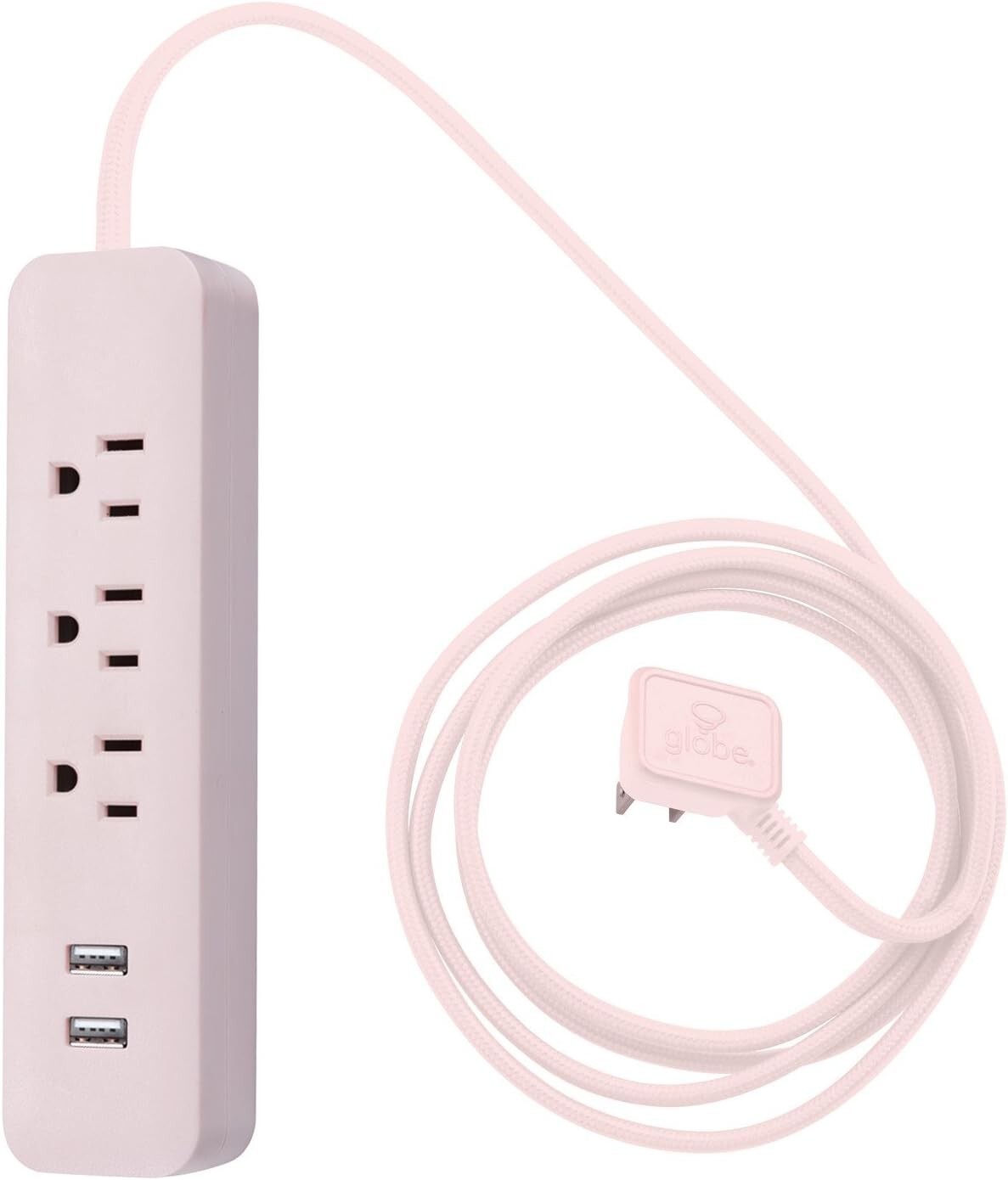 Globe Electric 78257 Designer 3-Outlet 2 USB Surge Protector Power Strip - ROSE