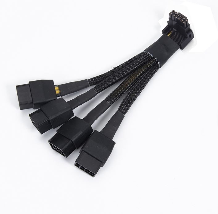 Nvidia 12VHPWR 90 Degree 12+4Pin to 4x8Pin(6+2P) Power Adapter Cable 4 RTX 40xx