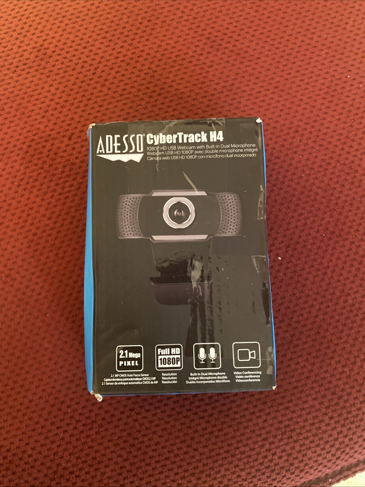 -Adesso-Cyber Track H4 Plug Play Webcam, Built-In Dual Microphone Full HD 1080p