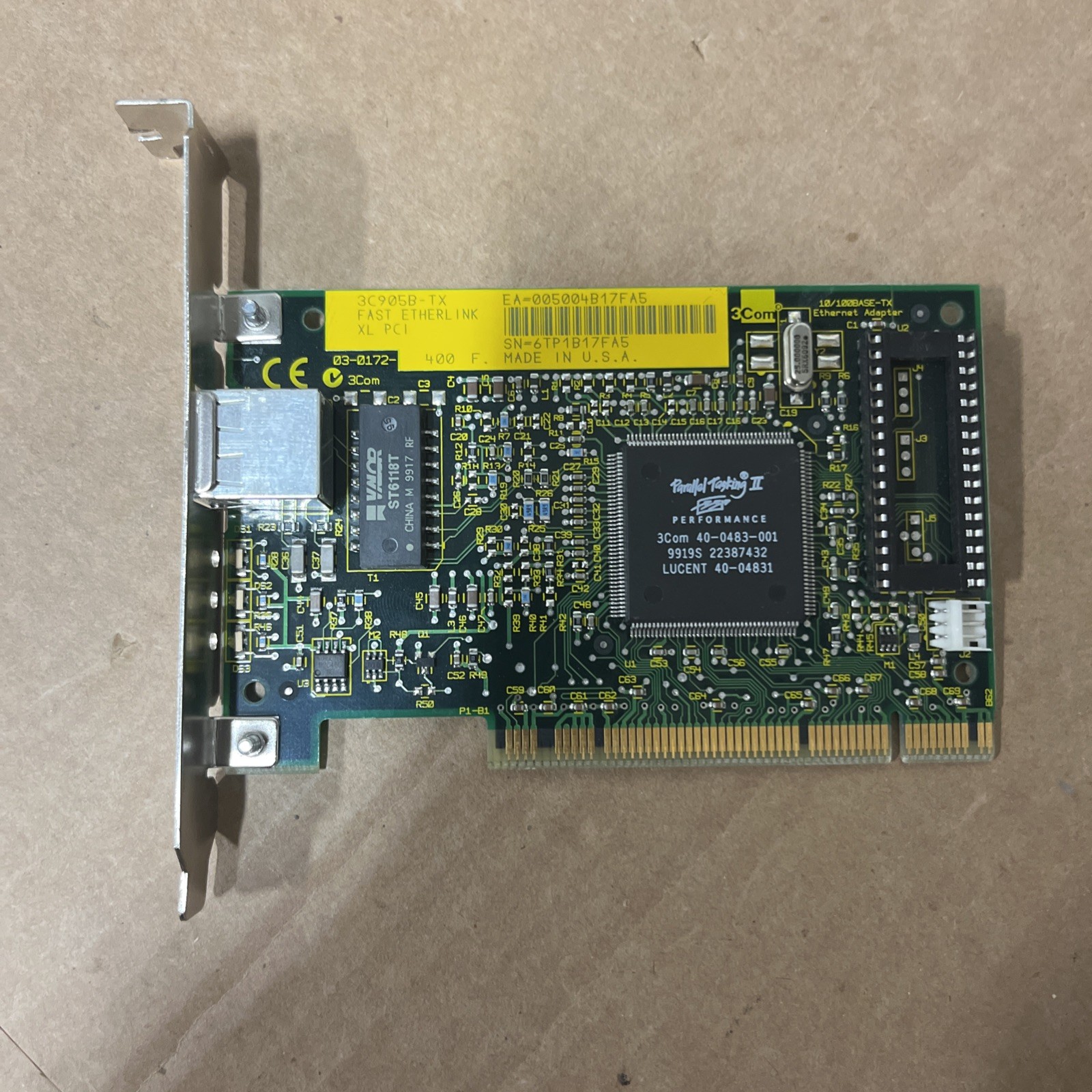 RARE 3COM 3C905B-TX FAST ETHERLINK XL 10/100 PCI ETHERNET CARD P/N 5064-6787