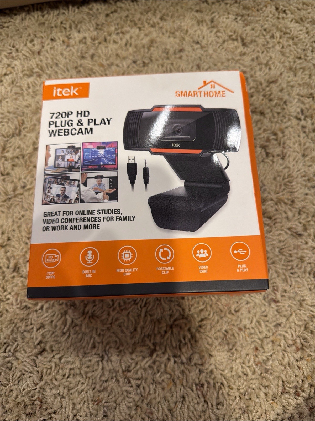 iTek Smart Home HD 720P Plug and Play Webcam w/ Built-in Microphone - 30fps