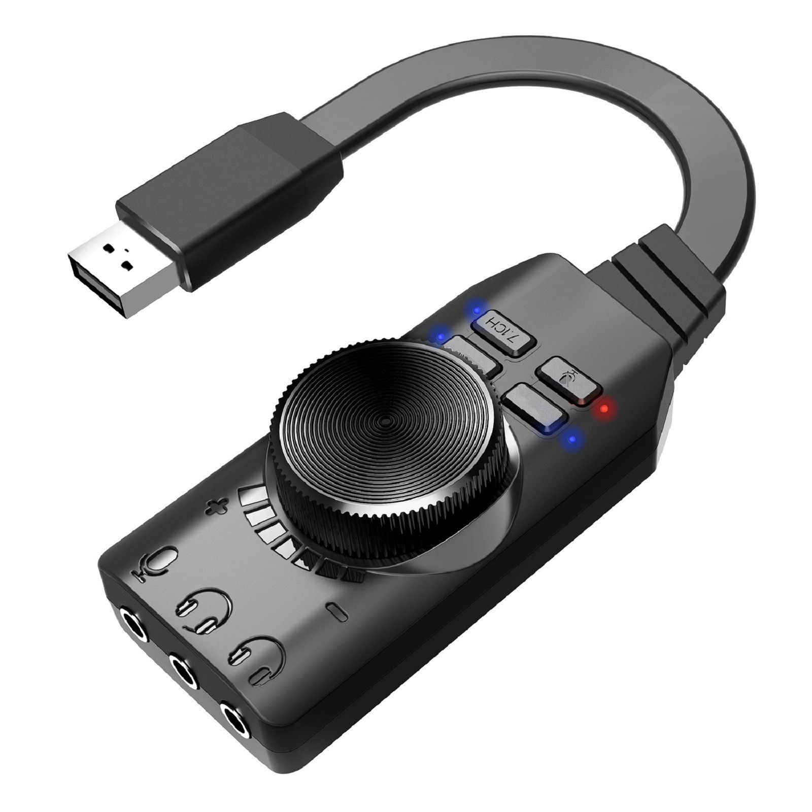 USB 2.0 External Sound Virtual 7.1 Channel Sound Card 3.5mm Audio Plug Adapter