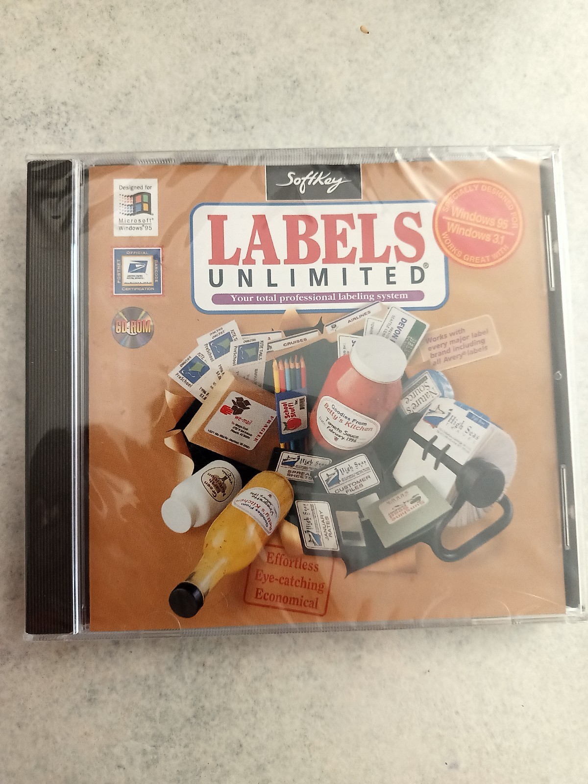Labels Unlimited, a vintage label-making computer program published by SoftKey