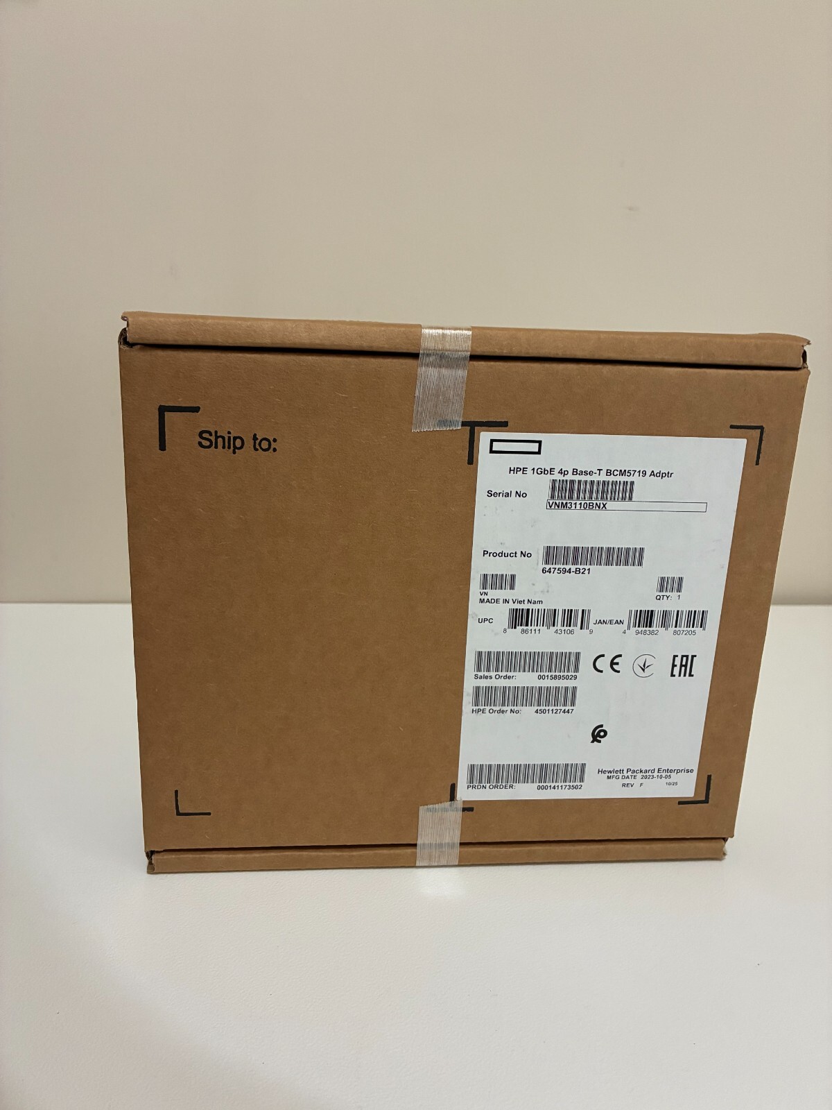 NEW - IN BOX - HP ETHERNET 1GBE 4-Port 331T ADAPTER 647594-B21