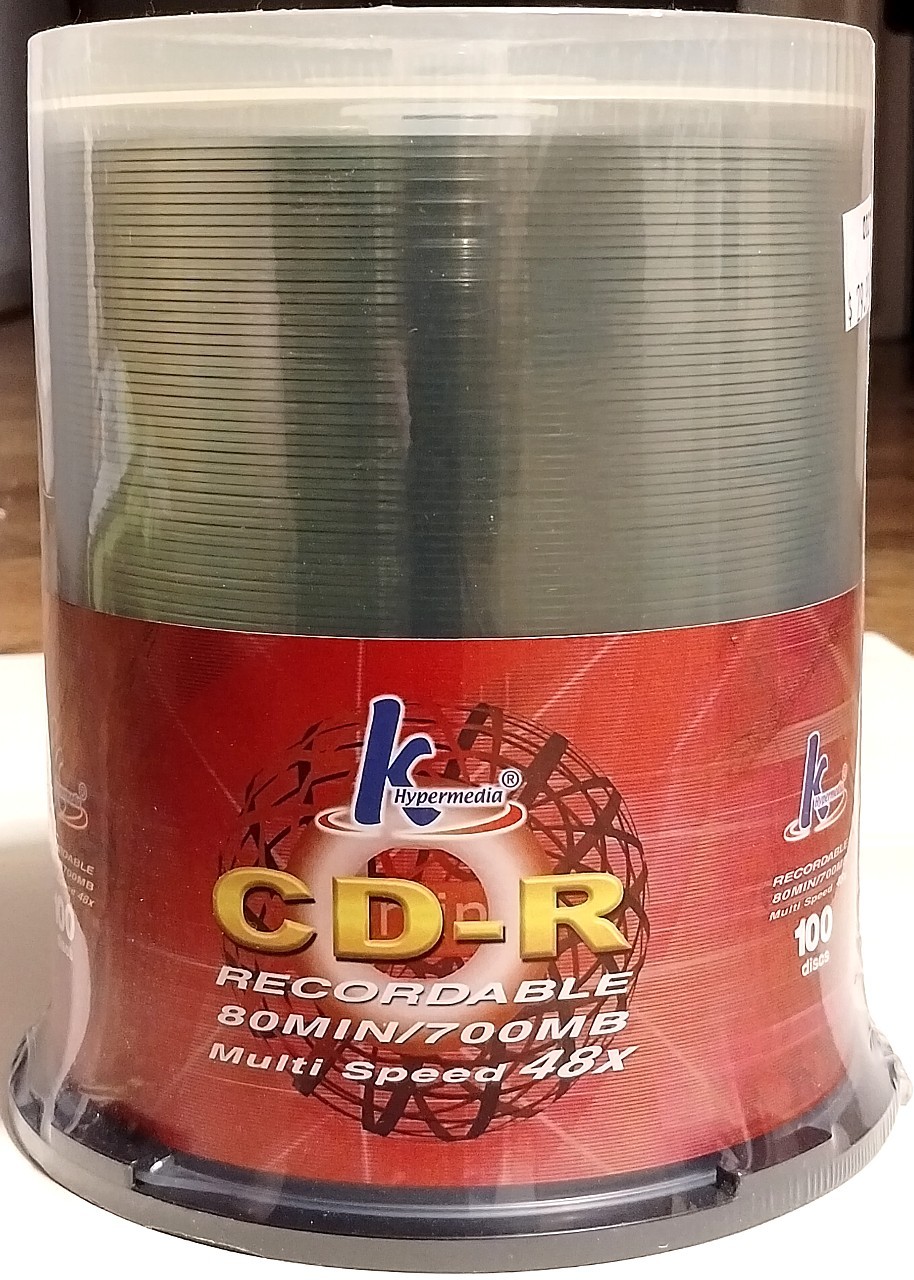 K Hypermedia CD-R Recordable 80MIN/700MB Multi Speed 48X, 100 Discs, sealed case