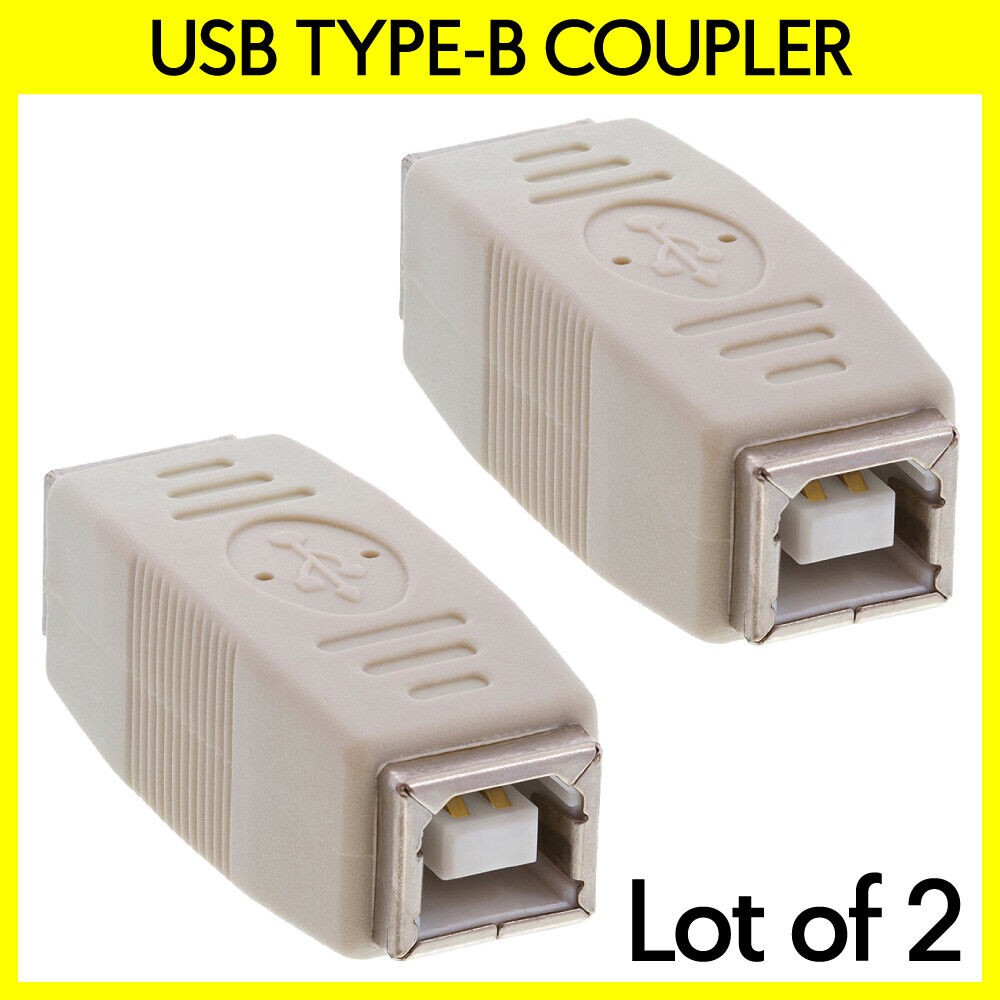 2PCS USB Printer Cable Coupler B Female to B Female Adapter Connector Converter