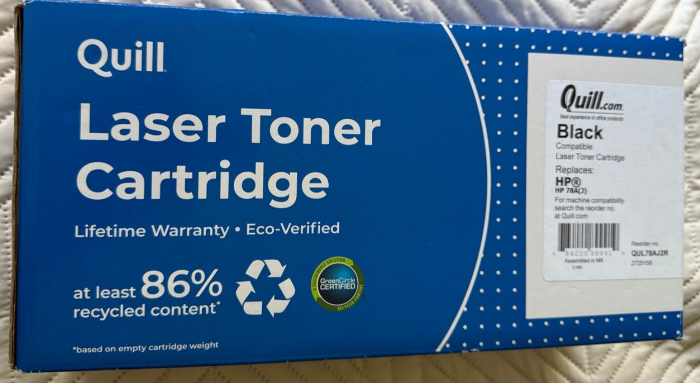 Quill Black Compatible Laser Toner Cartridge Replaces HP 78A HP78A CE278A QUL78A