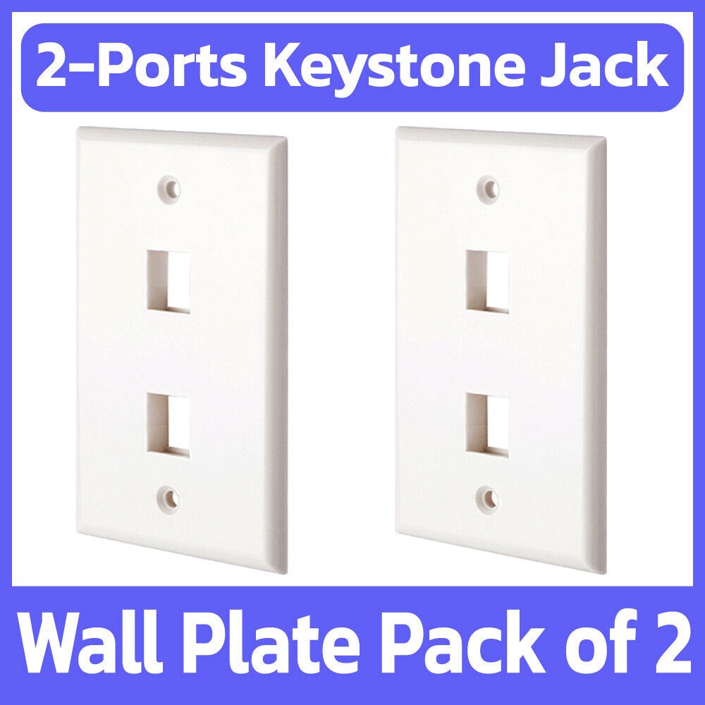 2 Pack Keystone Wall Plate Single Gang Two Ports Faceplate 2 Jack Wallplate