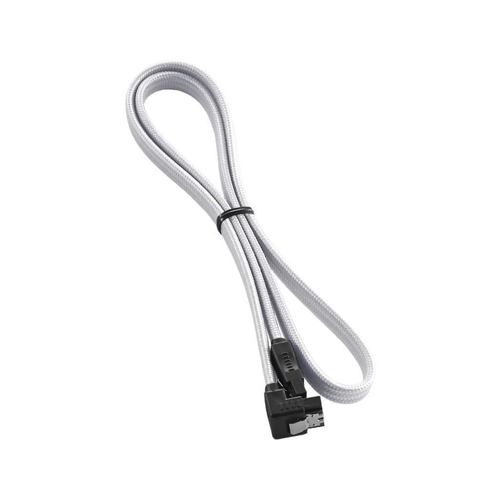 ModFlex Sleeved Right Angle SATA 3 Cable White 60cm Data Transfer Cord PC