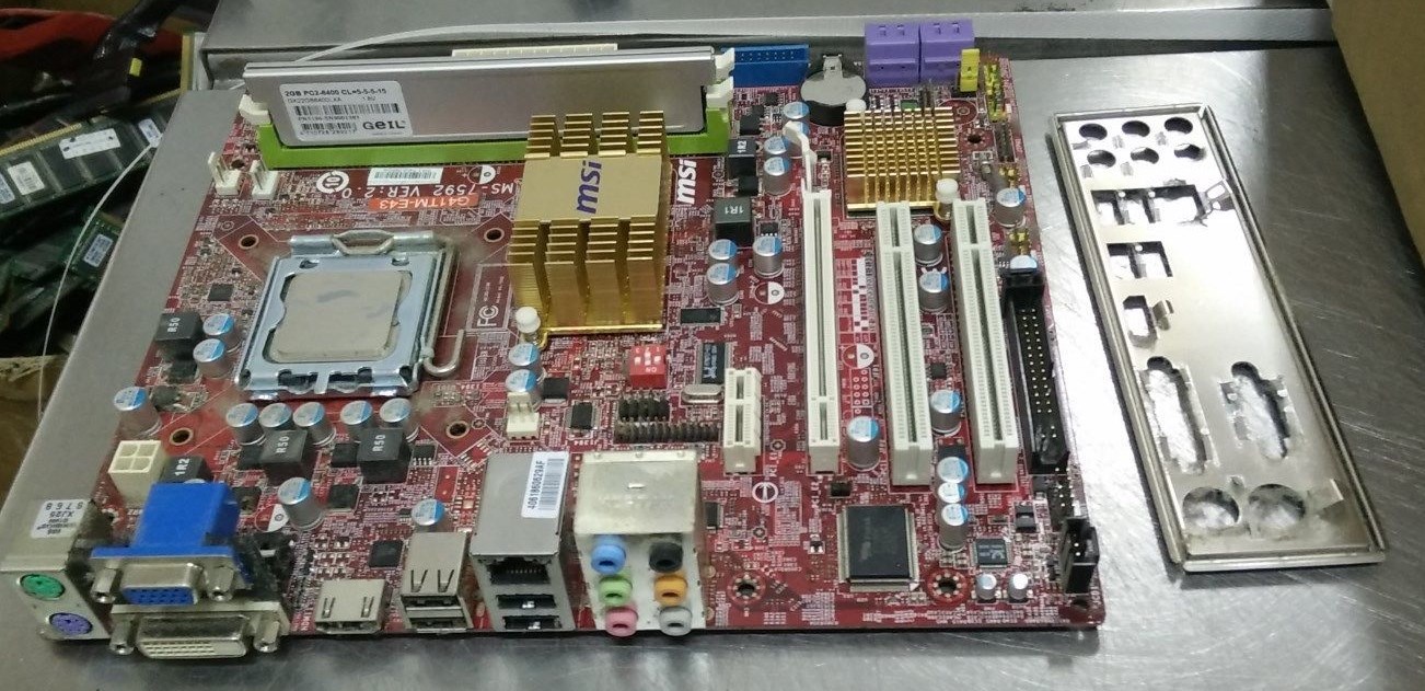 MSI MS-7592 G41TM-E43 G41 LGA775 DDR3 Motherboard w/ E7500 CPU, 2GB & I/O Plate