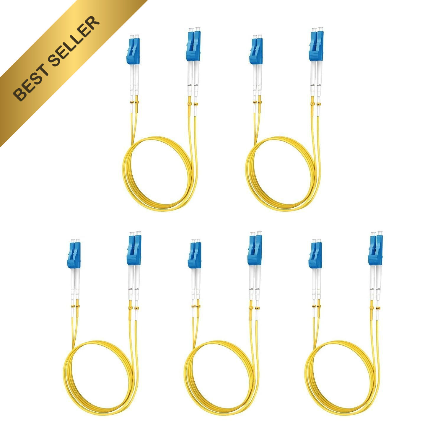 Yonwide LC to LC Fiber Patch Cable 1m 3.28ft 5 Pack OS2 Single Mode Duplex