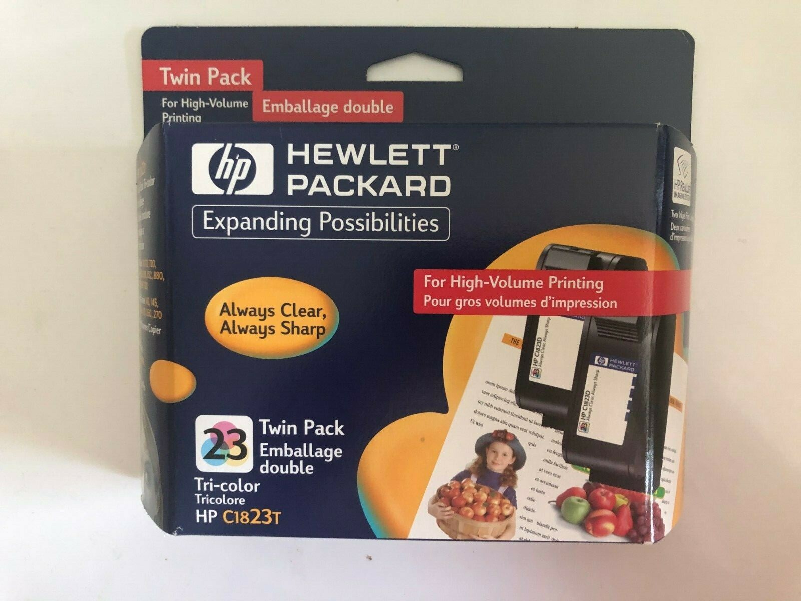 Hewlett Packard Twin Pack of Tri-Color Inkjet Print Cartridges New in Sealed Box