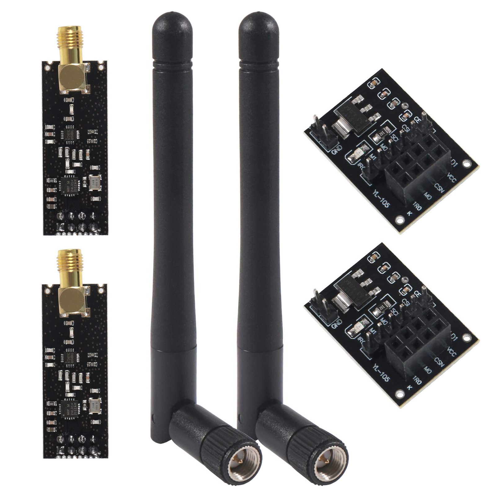 2Pcs NRF24L01+PA+LNA RF Wireless Transceiver Module with SMA Antenna 2.4G 110...