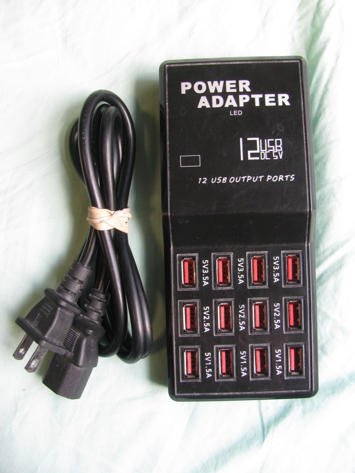 Multi-Port USB Adapter, 12 Port USB Charging Station Hub 3.5ft Power Cord