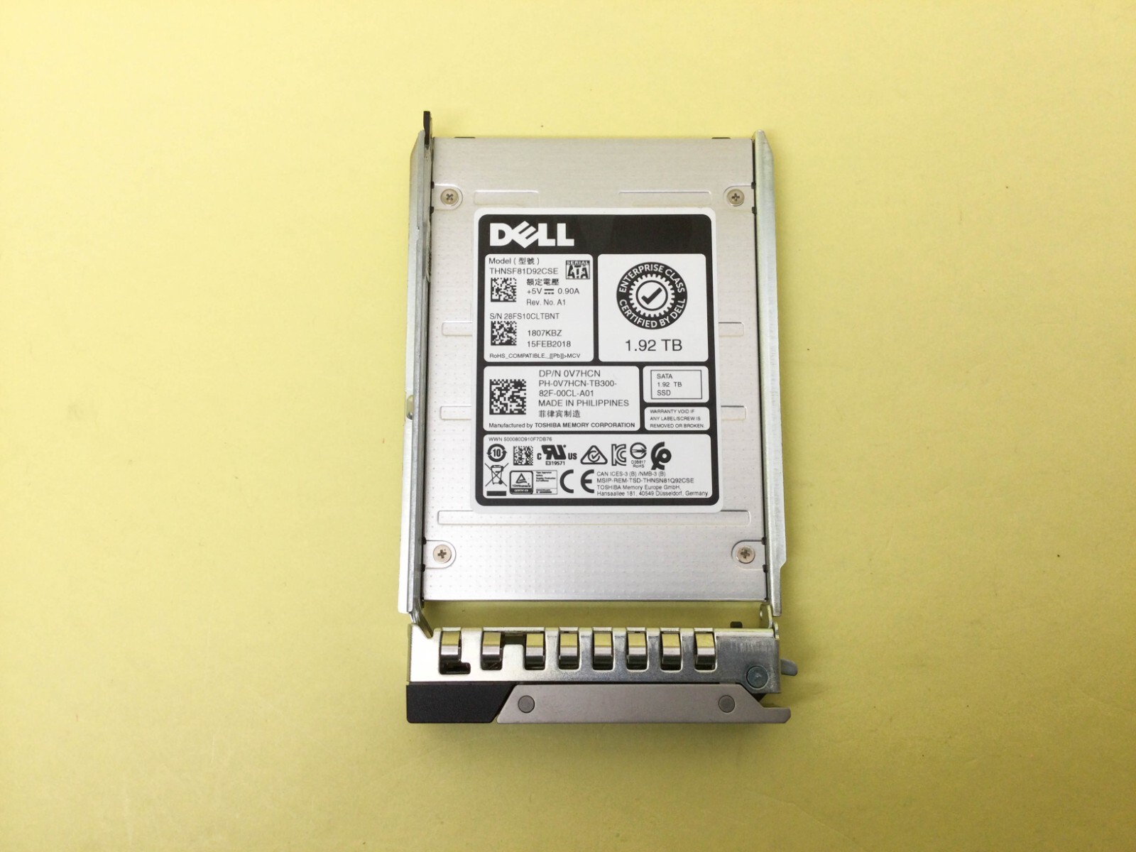 V7HCN Dell 1.92TB SATA 6Gb/s Read Intensive 2.5'' SSD THNSF81D92CSE 0V7HCN