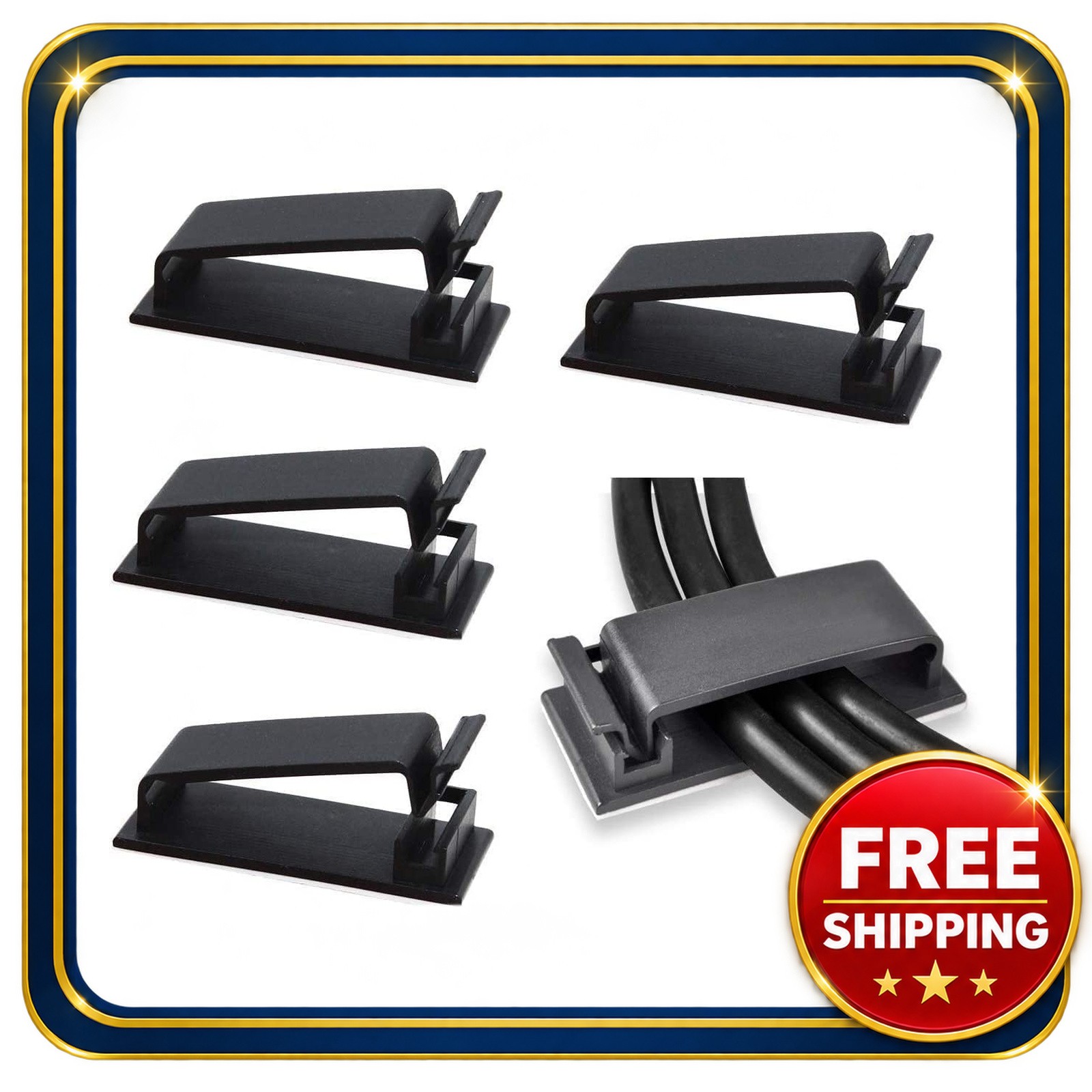 Cable Management Clips 50Pcs Self Adhesive Black Polyamide66