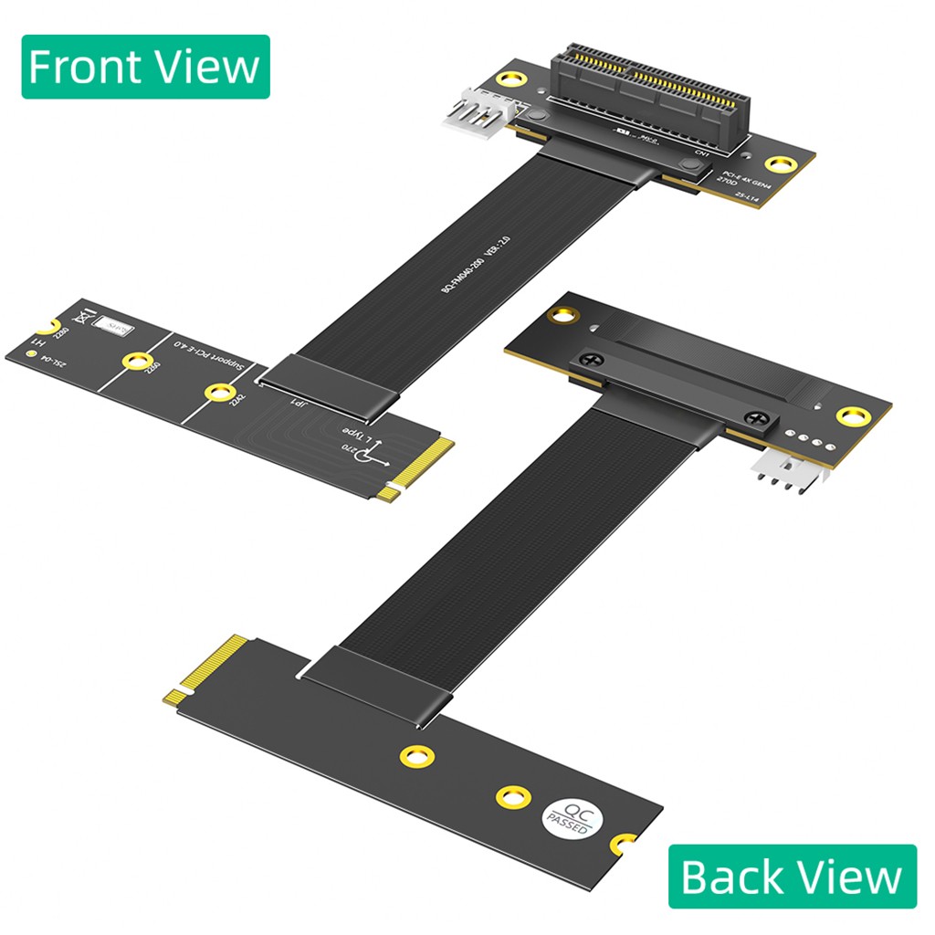 M.2 Key M 4.0 to PCI-e 4.0 4X 180° Adapter Card Riser Extension Cable For NVME