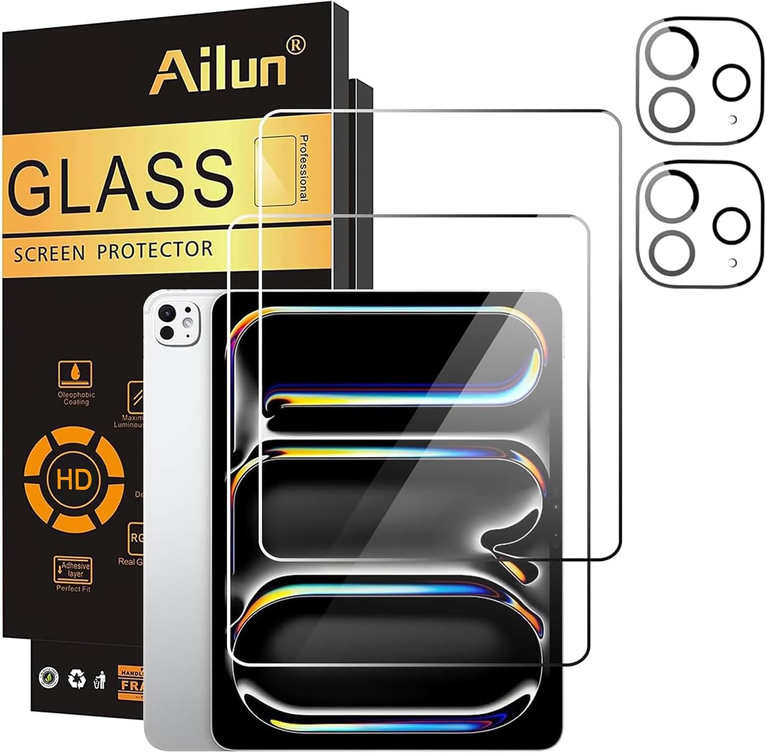 Screen Protector+Camera Lens Protector for iPad Pro 13 Inch, 2+2 Pack