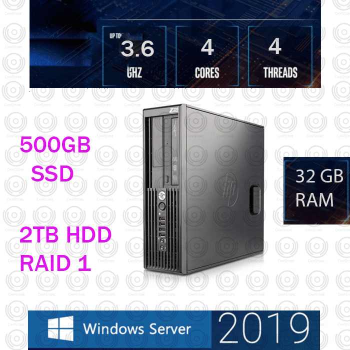 HP elite QUAD CORE 32GB RAM 500GB SSD + 2TB Windows server 2019