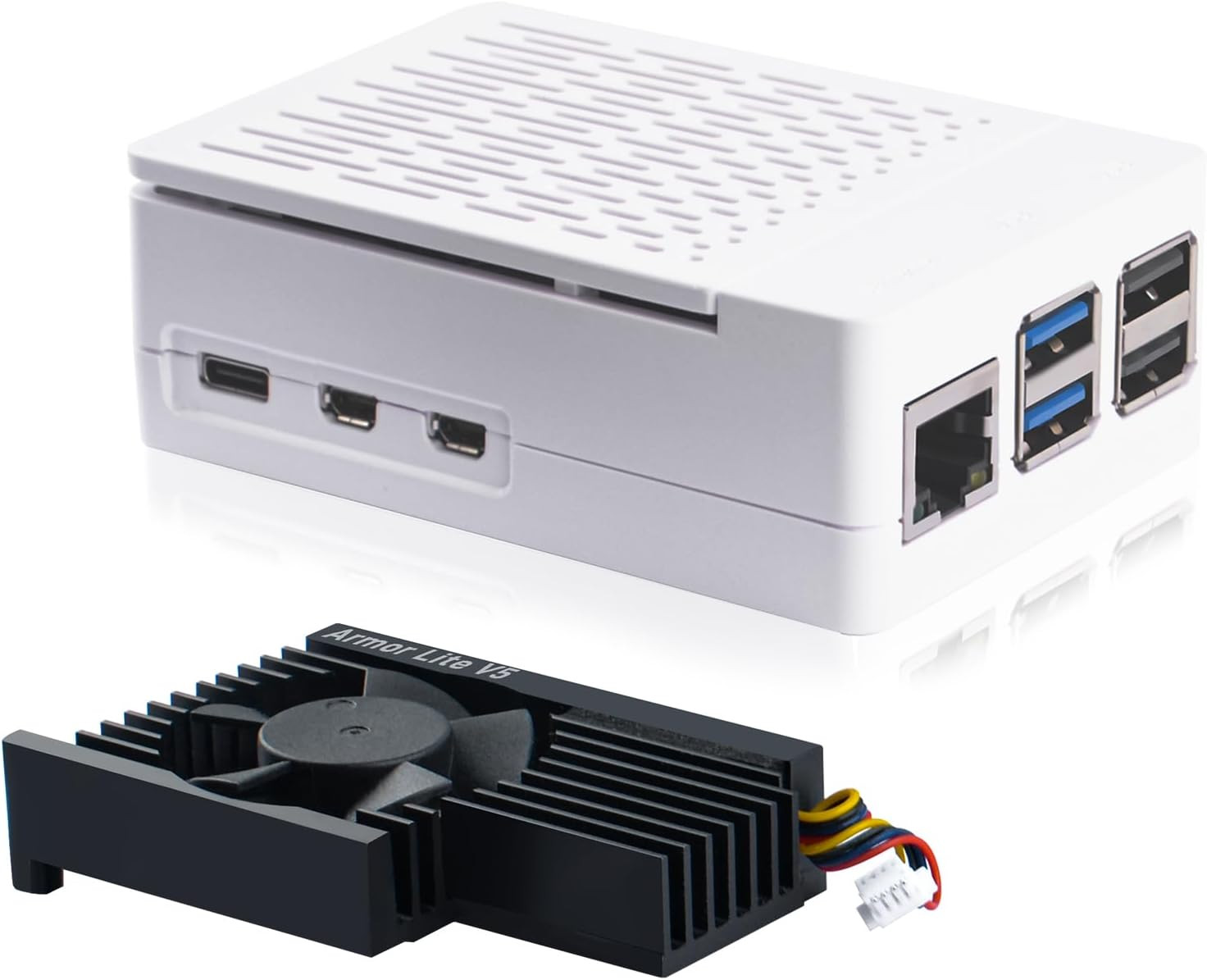 ABS Case with Armor Lite V5 Active Cooler for Raspberry Pi 5, Pi 5 Case