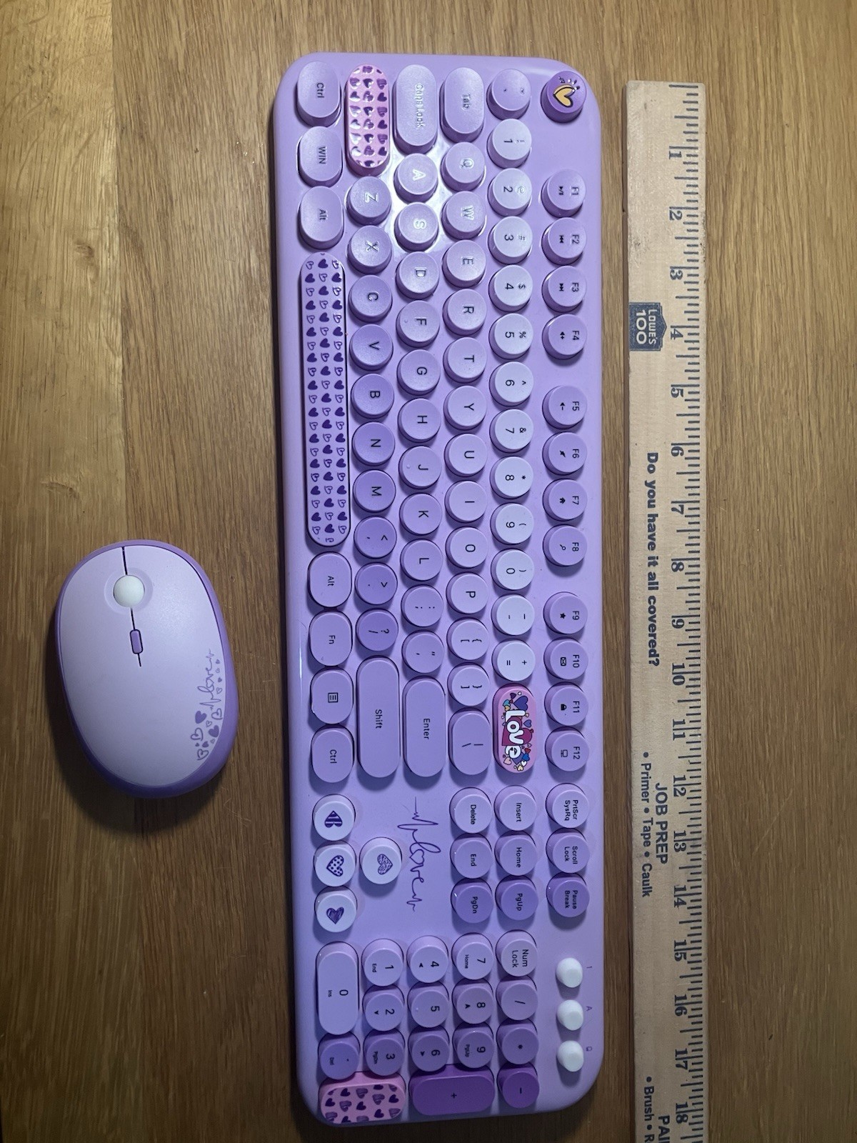 Wireless Keyboard Mouse Combo 2.4GHz Purple English QWERTY Model LOVELY