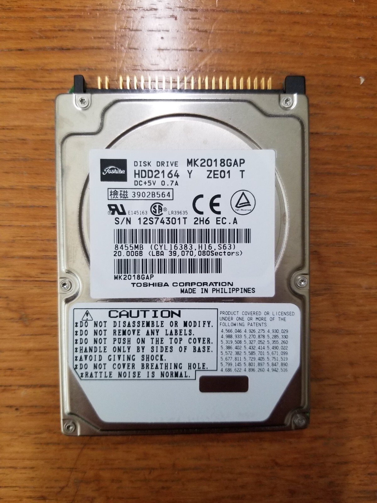 Toshiba HDD2164 MK2018GAP 20GB Hard Drive-Tested and Working