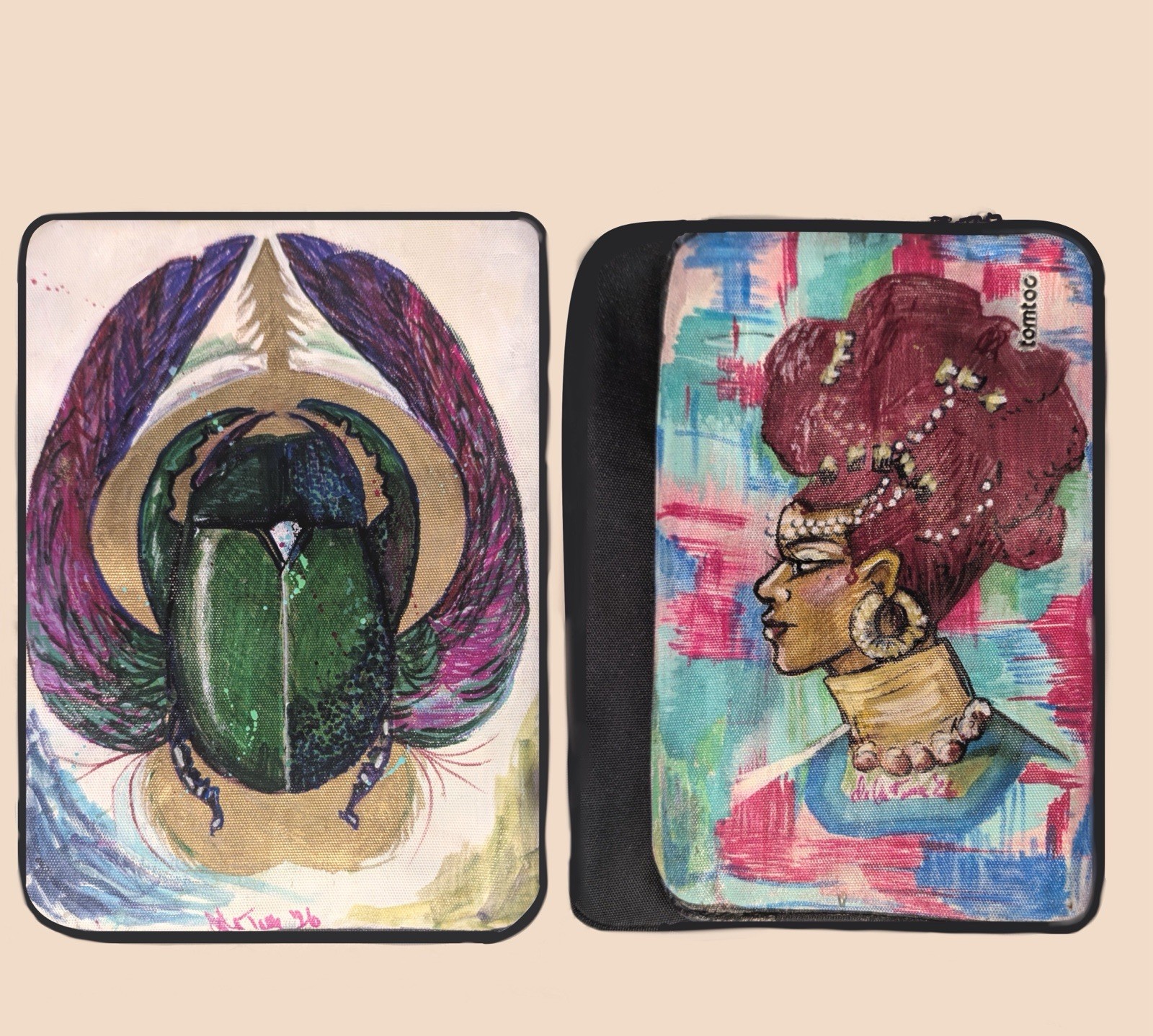Custom Egyptian Theme Painted Tomtoc sleeve  iPad Pro 13”, Air 13”  ‘(13”x9”)