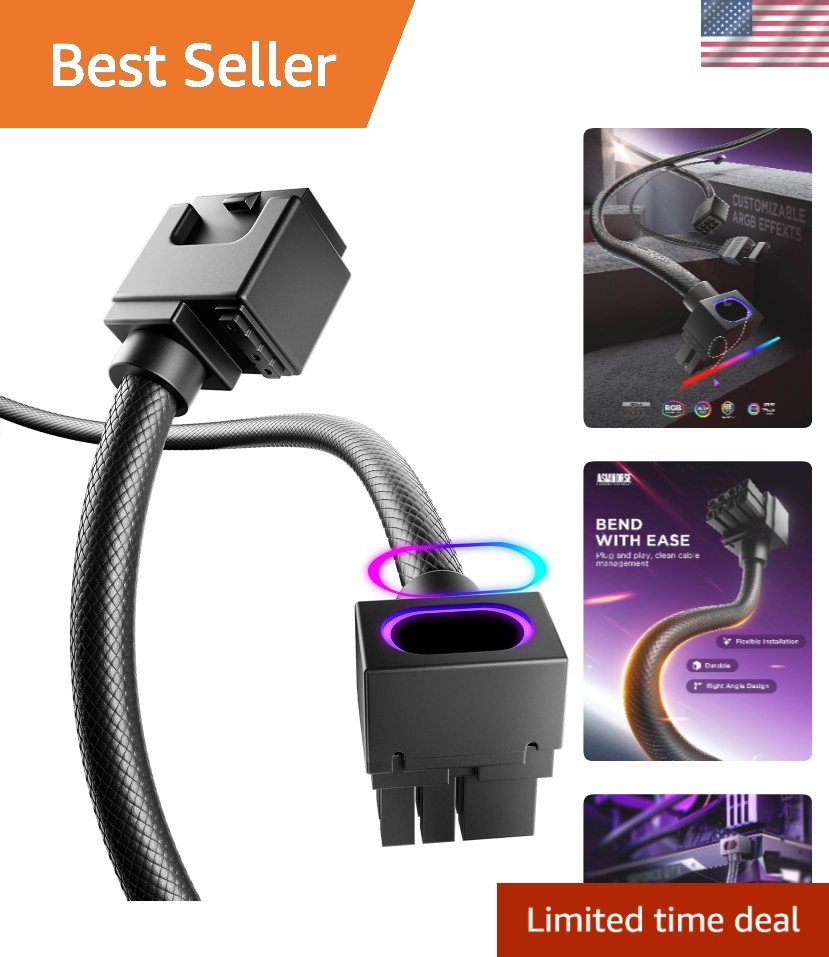Hydrus-8PIN GPU PSU Extension Cable ARGB Light, Copper Wire Power Extension C...