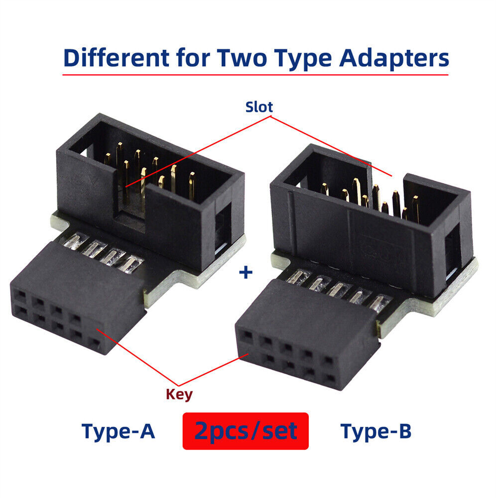 USB2.0 9Pin 10Pin Motherboard Header 90Degree Angled Extension Connector Adapter