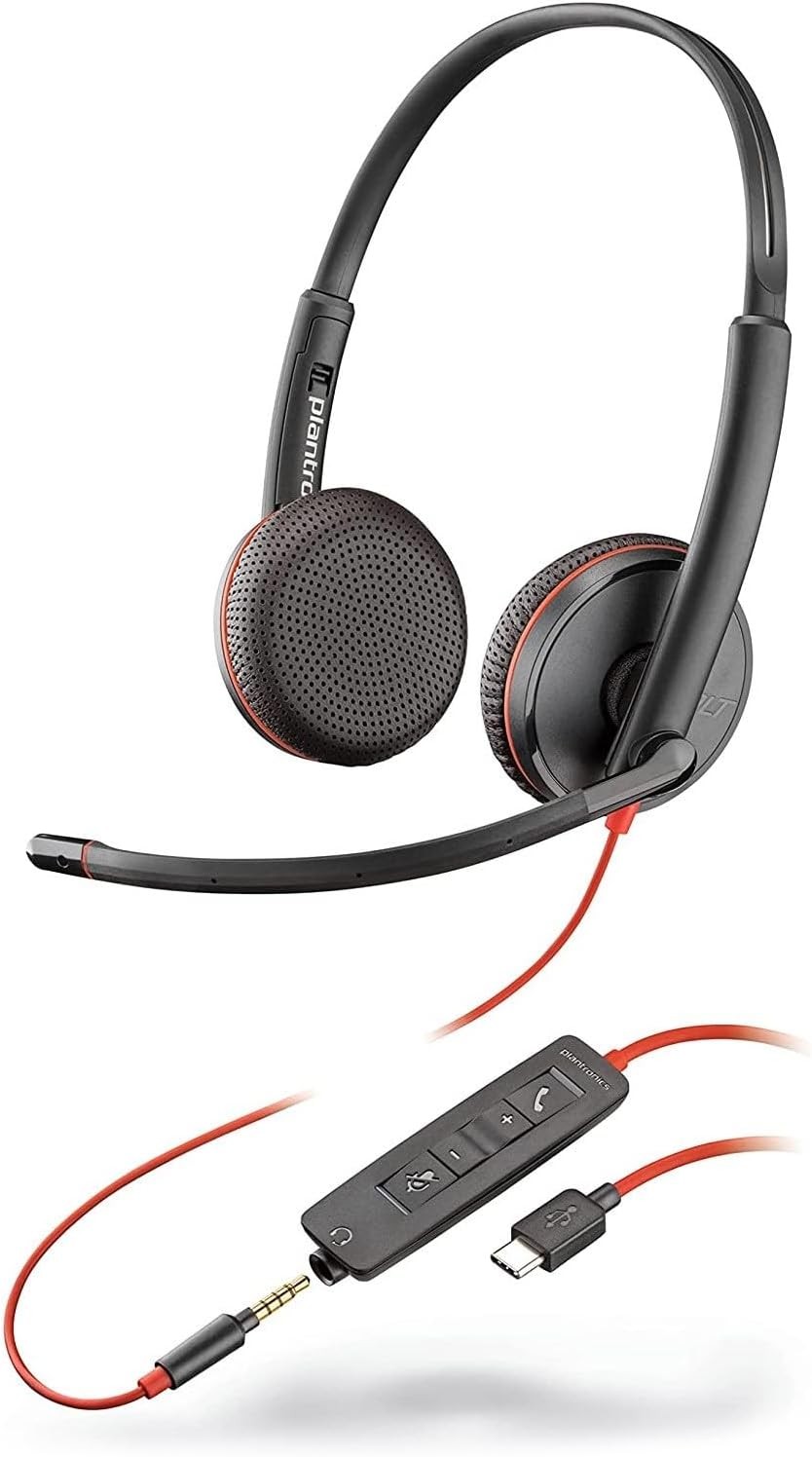 Poly Blackwire 3225 Stereo Headset + USB-C/A Adapter TAA