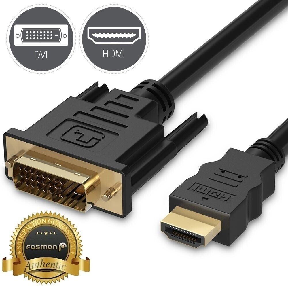 6FT HDMI to DVI D 24+1 Male Gold Adapter Cable HDTV Projector Laptop Cord Plug