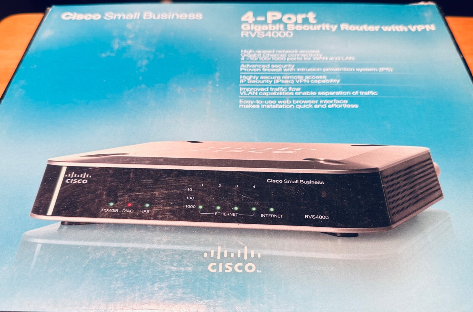 Linksys Cisco RVS4000 4-Port VPN Gigabit Security Router .New Open Box
