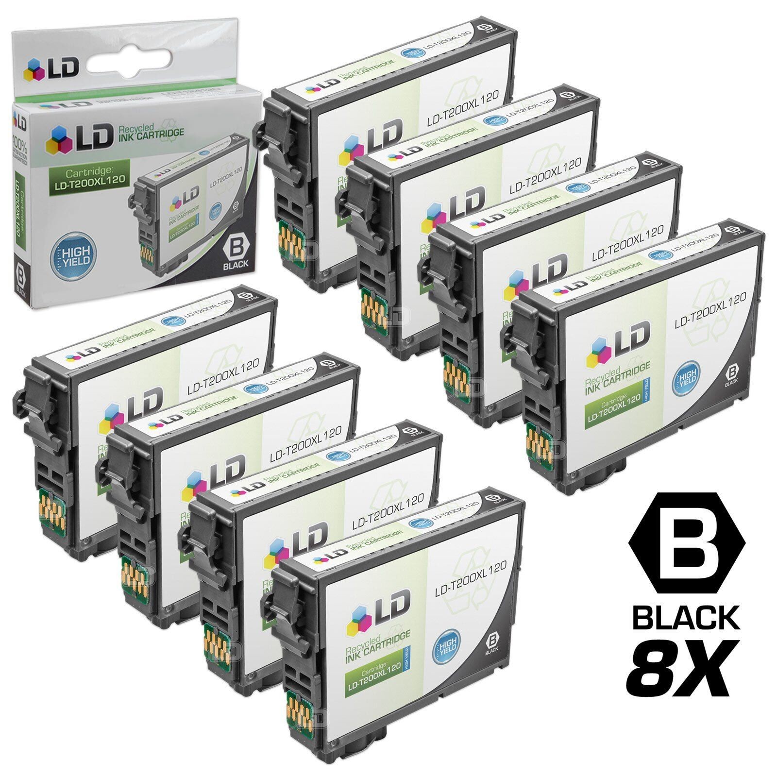 LD Replacement for Epson T200XL120 8pk HY Ink XP-200 XP-300 XP-310 XP-400 410