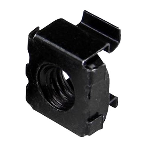 StarTech 100-Pack M6 Square Hole Cage Nuts & Tool, 19in/10in, Black, TAA