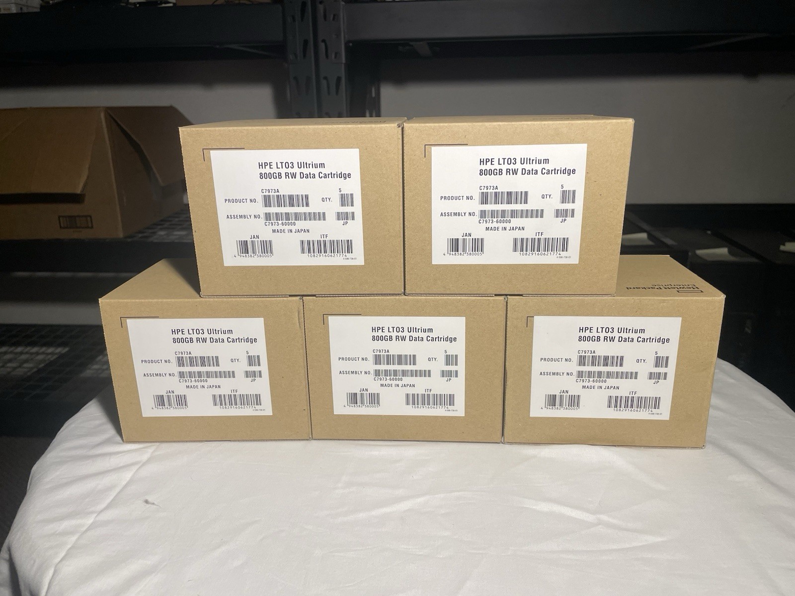 HUGE LOT OF 25-HPE LTO-3 Ultrium RW Data Cartridges 800GB (C7973A)