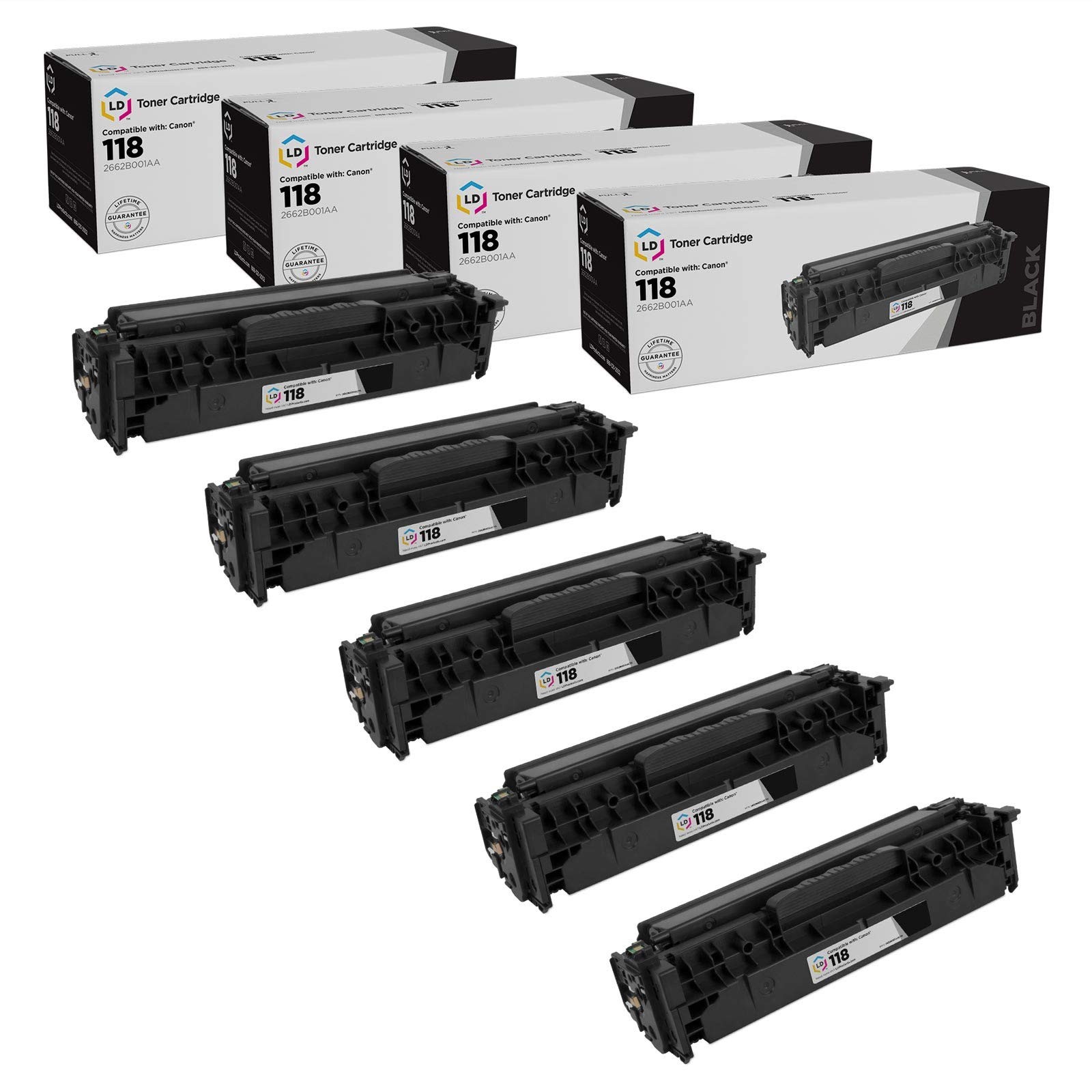 LD Reman Toner Cartridge Replacements for Canon 118 Black 5-Pack