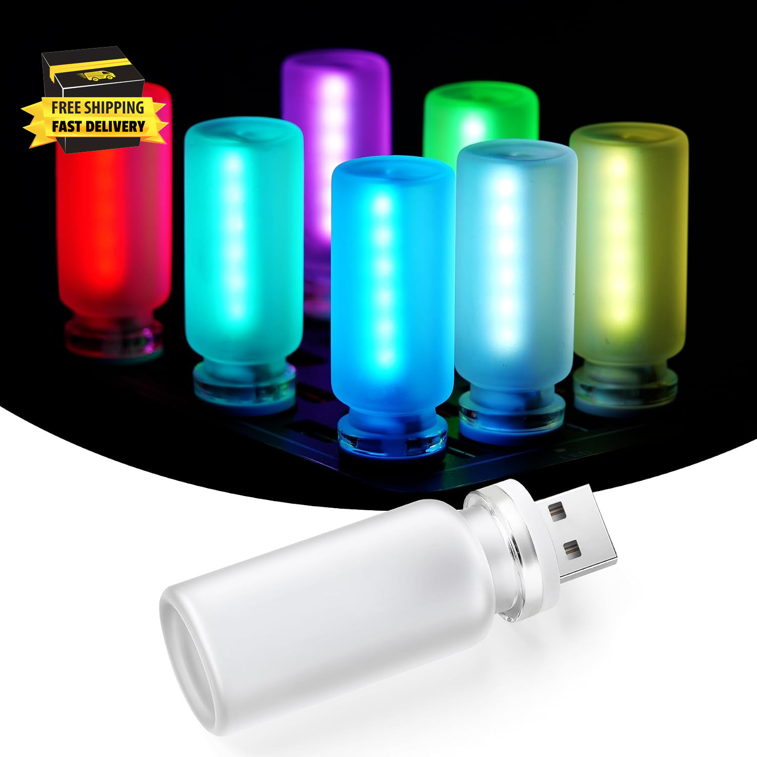 Car Interior USB LED Night Light, Touchable Dimming with 13 Modes of Car Ambient