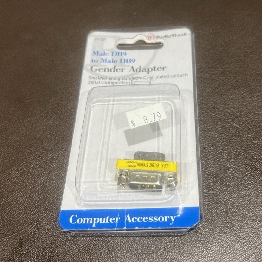 RadioShack DB9 Male to DB9 Male Serial Gender Adapter Gold Plated Silver 26-231