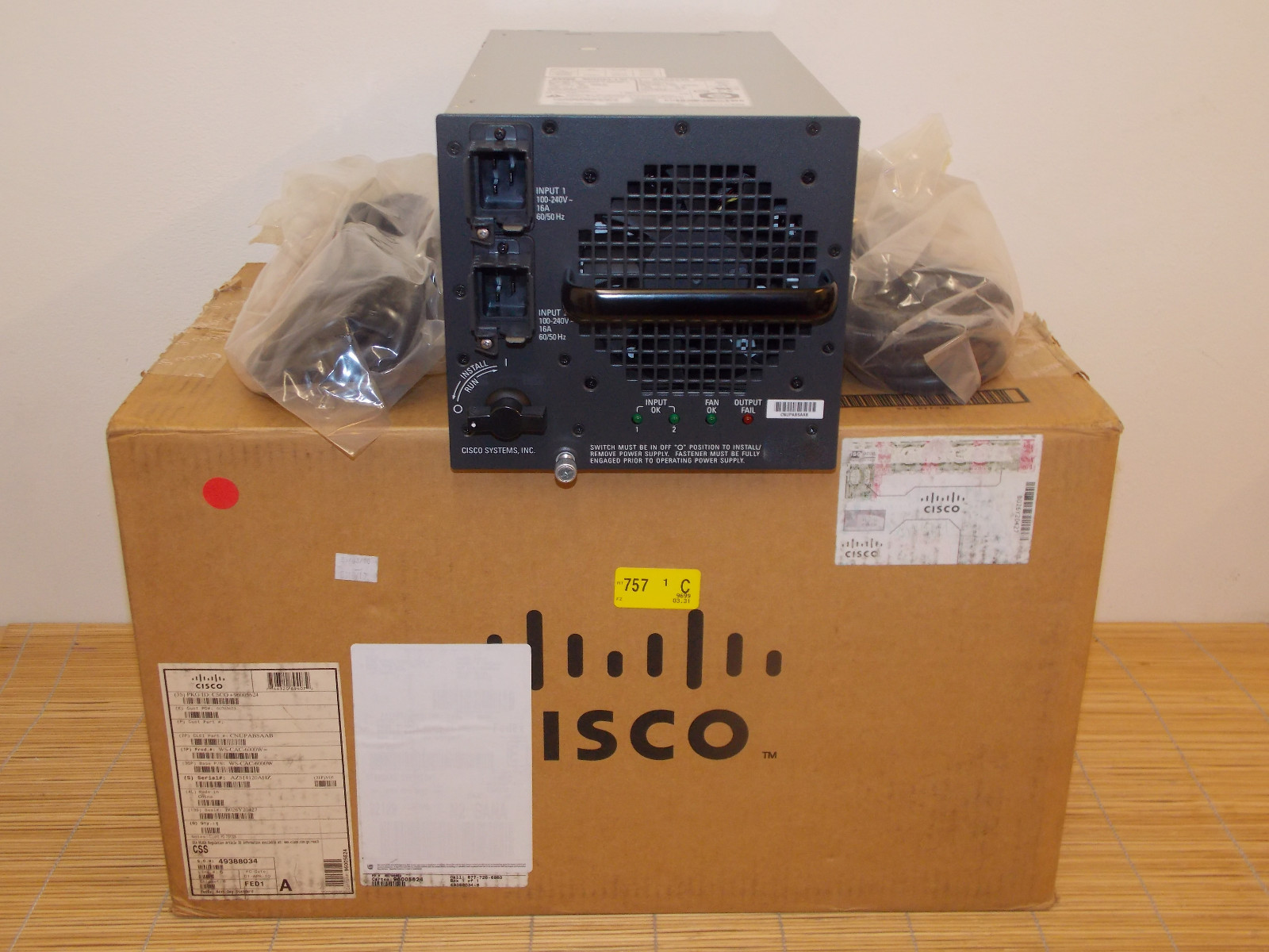 NEW Cisco WS-CAC-6000W AC Power Supply Catalyst 6500 NEW OPEN BOX