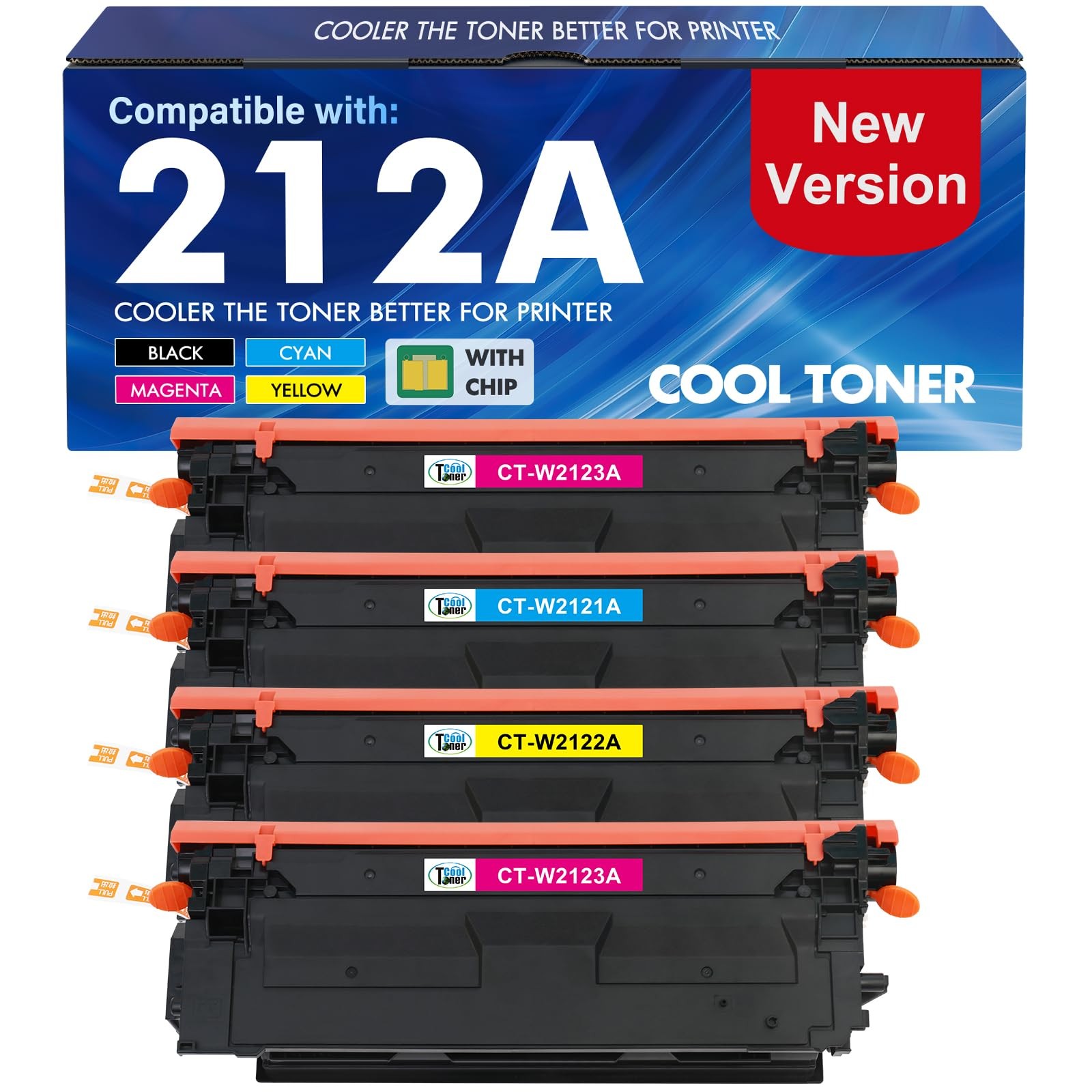 ** NEW HP Compatible Toner | 212A / 212X | Black / Color | With Chips | 4-Pack