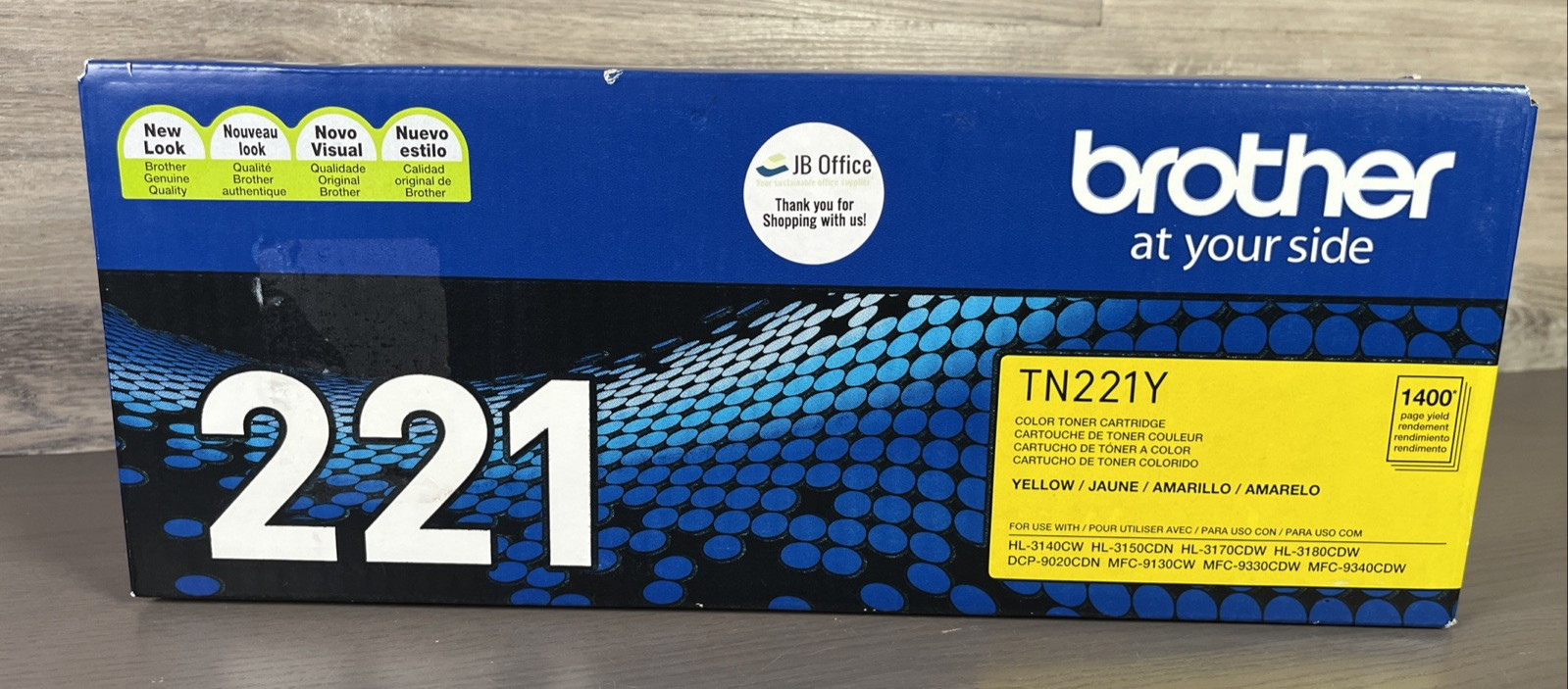 Brother TN221Y 1400 Page-Yield TN221Y Toner - Yellow New Sealed