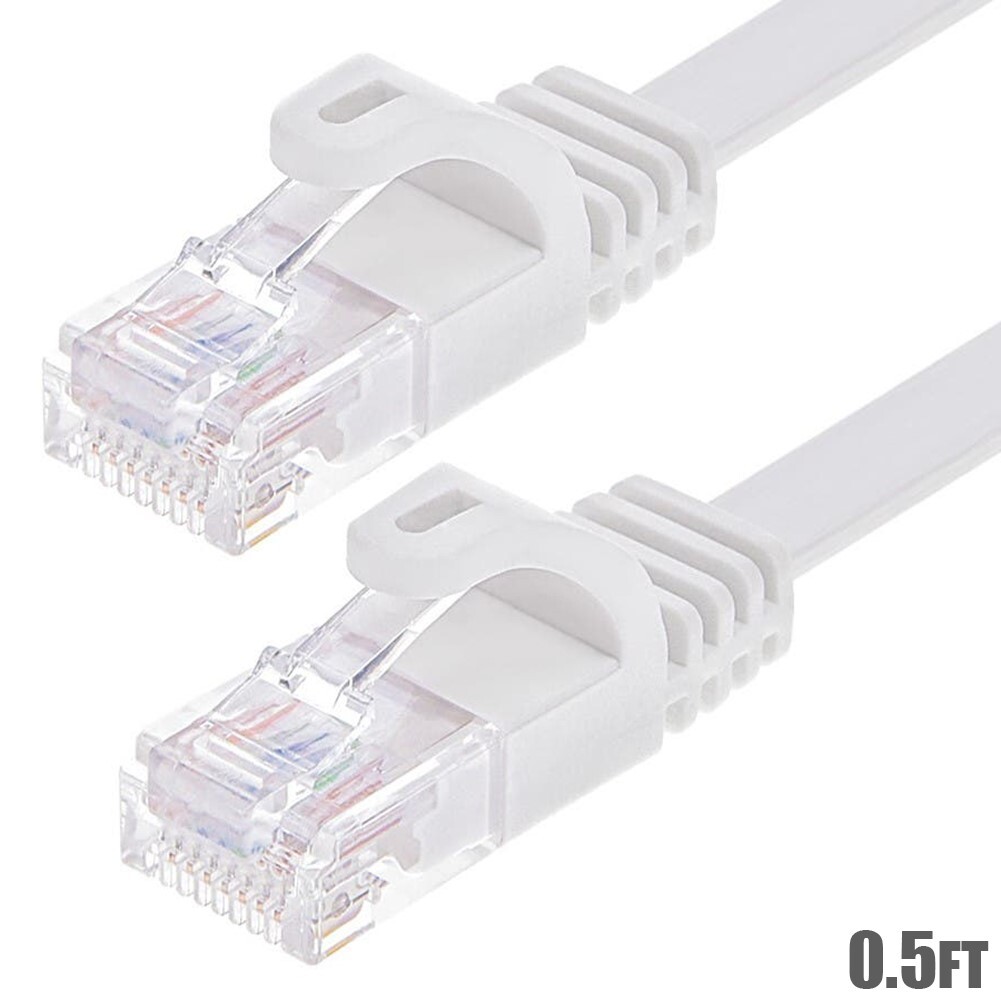 0.5-75FT Cat6 RJ45 Network LAN Ethernet FLAT UTP Patch Cable 550MHz 30AWG White