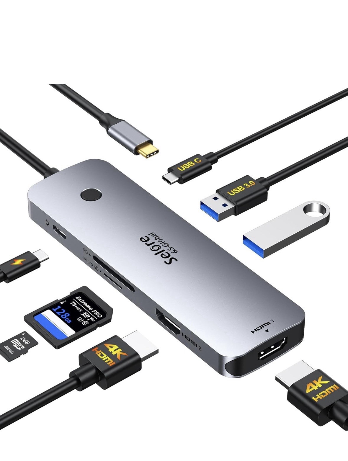 Selore USB C Docking Station Dual HDMI Monitor,9in1