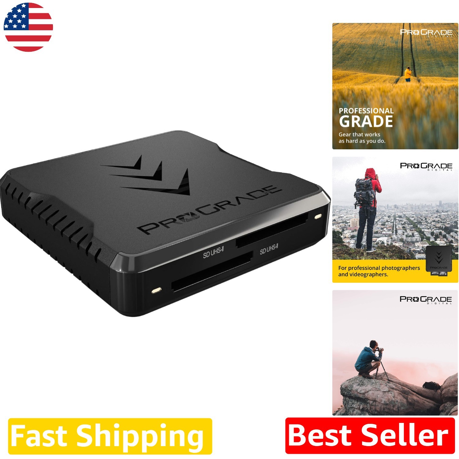 Pro SD UHS-II Dual-Slot Card Reader USB 3.2 - 10Gb/s Fast Transfer