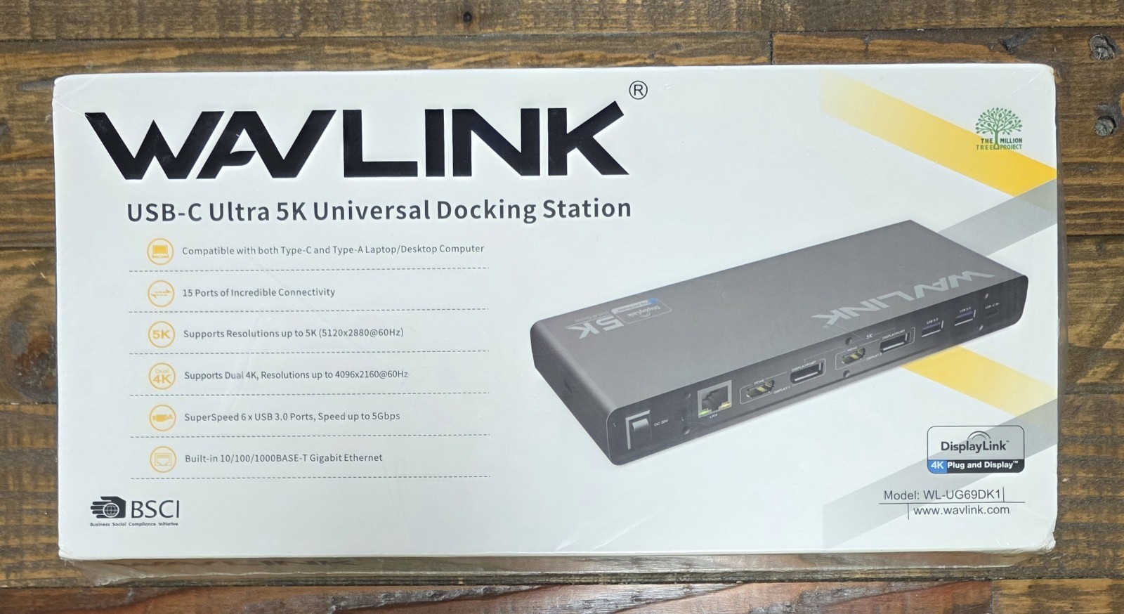 Wavlink USB-C Ultra 5K DisplayLink Docking Station HDMI Ethernet WL-UG69DK1 NEW