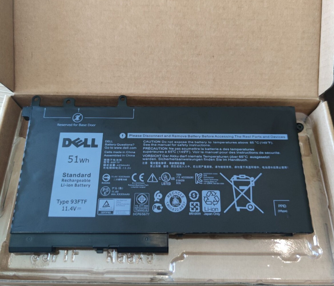 Genuine OEM 93FTF Battery For Dell Latitude 12 5280 5288 5480 5580 5590 51Wh