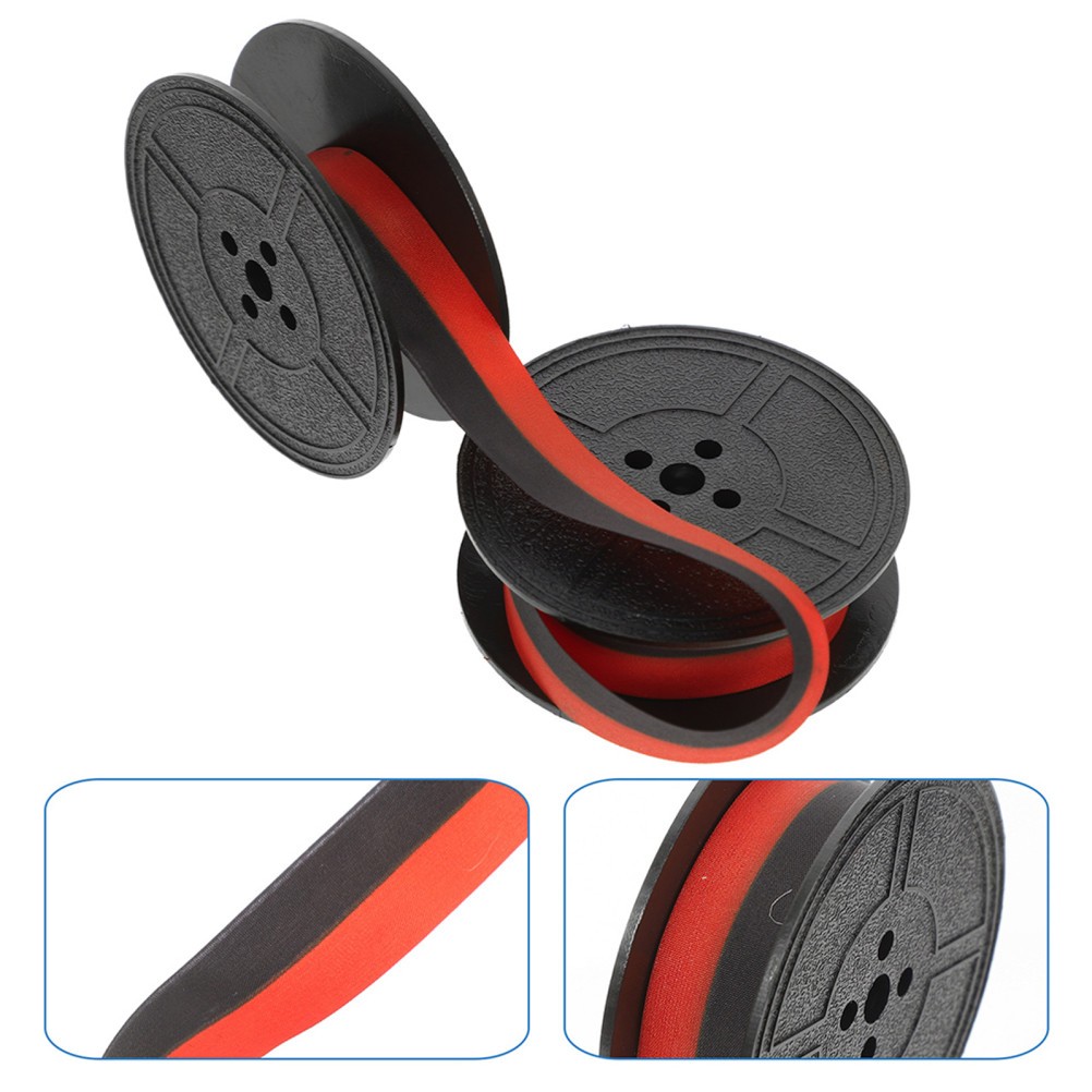 2 Sets Reusable Nylon Universal Typewriter Replacement Ribbons Black Red