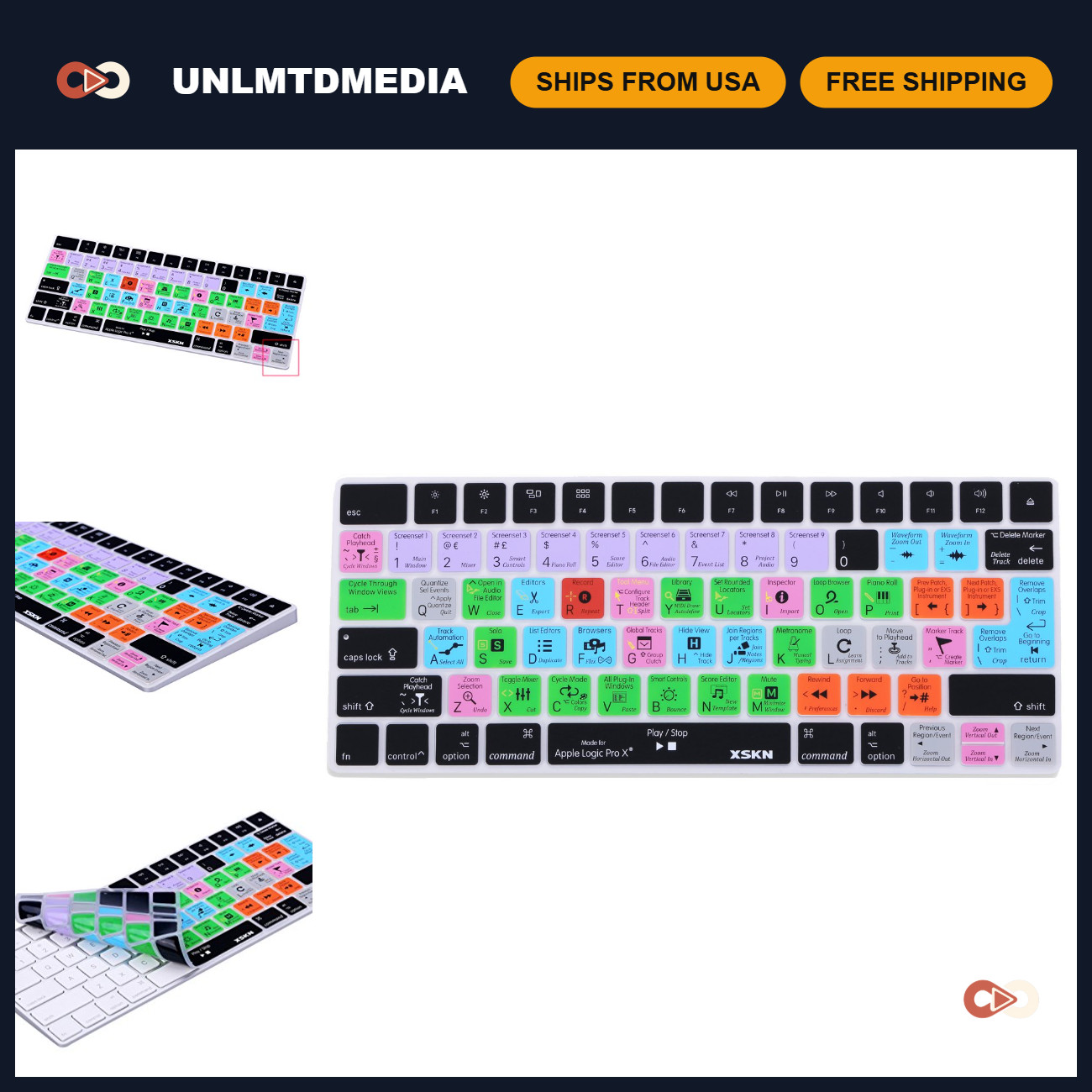 Silicone Keyboard Cover for Magic Keyboard - Logic Pro Shortcuts, Hotkey Skin